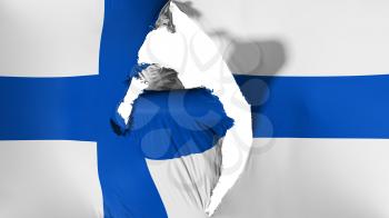 Damaged Finland flag, white background, 3d rendering