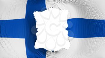 Square hole in the Finland flag, white background, 3d rendering