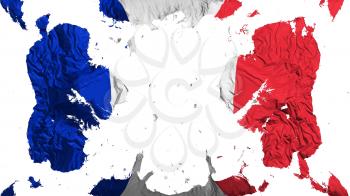 Scattered France flag, white background, 3d rendering