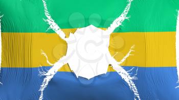 Gabon flag with a hole, white background, 3d rendering