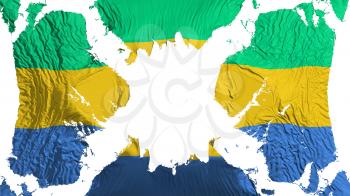 Gabon torn flag fluttering in the wind, over white background, 3d rendering