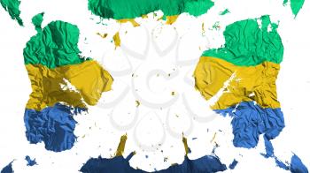 Scattered Gabon flag, white background, 3d rendering