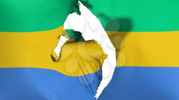 Damaged Gabon flag, white background, 3d rendering
