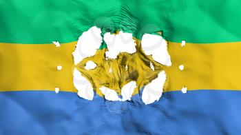 Holes in Gabon flag, white background, 3d rendering
