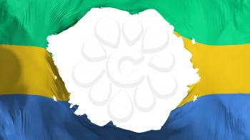 Broken Gabon flag, white background, 3d rendering