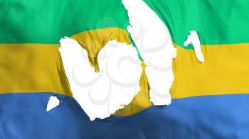 Ragged Gabon flag, white background, 3d rendering