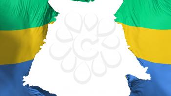 Gabon flag ripped apart, white background, 3d rendering