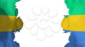 Blasted Gabon flag, against white background, 3d rendering