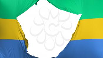 Cracked Gabon flag, white background, 3d rendering
