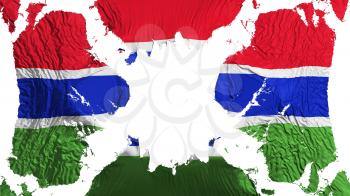 Gambia torn flag fluttering in the wind, over white background, 3d rendering
