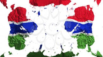 Scattered Gambia flag, white background, 3d rendering