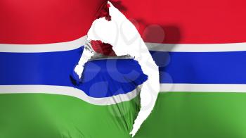Damaged Gambia flag, white background, 3d rendering
