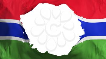 Broken Gambia flag, white background, 3d rendering