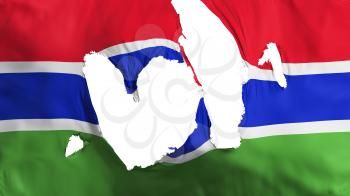 Ragged Gambia flag, white background, 3d rendering