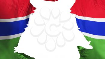 Gambia flag ripped apart, white background, 3d rendering