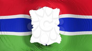 Square hole in the Gambia flag, white background, 3d rendering