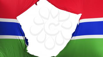 Cracked Gambia flag, white background, 3d rendering