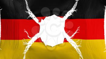 Germany flag with a hole, white background, 3d rendering