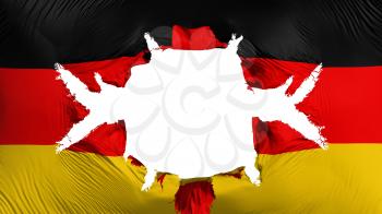 Germany flag with a big hole, white background, 3d rendering