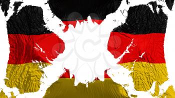 Germany torn flag fluttering in the wind, over white background, 3d rendering