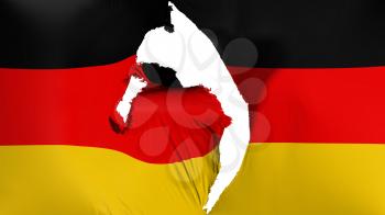 Damaged Germany flag, white background, 3d rendering