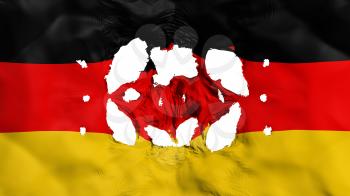 Holes in Germany flag, white background, 3d rendering