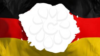 Broken Germany flag, white background, 3d rendering