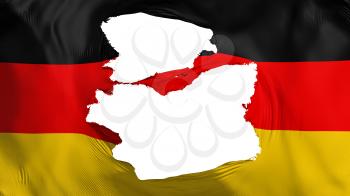 Tattered Germany flag, white background, 3d rendering