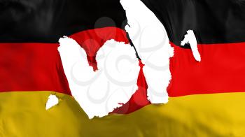 Ragged Germany flag, white background, 3d rendering