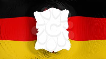 Square hole in the Germany flag, white background, 3d rendering