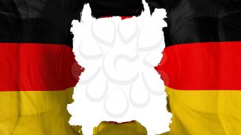 Ripped Germany flying flag, over white background, 3d rendering