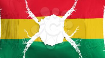 Ghana flag with a hole, white background, 3d rendering