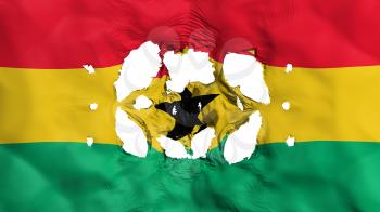 Holes in Ghana flag, white background, 3d rendering