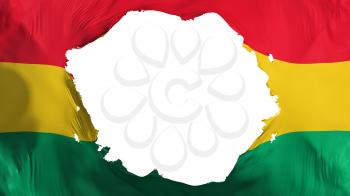 Broken Ghana flag, white background, 3d rendering