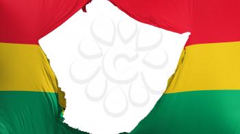 Cracked Ghana flag, white background, 3d rendering