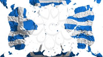 Scattered Greece flag, white background, 3d rendering