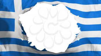 Broken Greece flag, white background, 3d rendering
