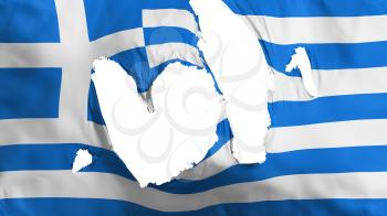 Ragged Greece flag, white background, 3d rendering