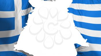 Greece flag ripped apart, white background, 3d rendering