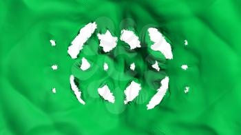 Green color flag with a small holes, white background, 3d rendering