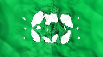 Holes in Green color flag, white background, 3d rendering