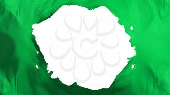 Broken Green color flag, white background, 3d rendering