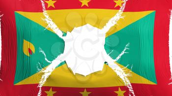 Grenada flag with a hole, white background, 3d rendering