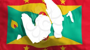 Ragged Grenada flag, white background, 3d rendering