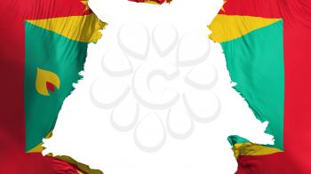 Grenada flag ripped apart, white background, 3d rendering