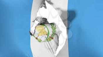 Damaged Guatemala flag, white background, 3d rendering