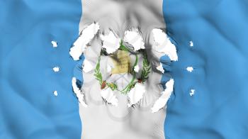 Guatemala flag with a small holes, white background, 3d rendering