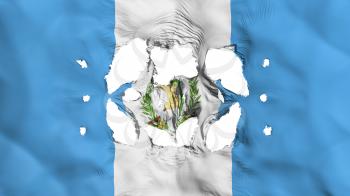 Holes in Guatemala flag, white background, 3d rendering
