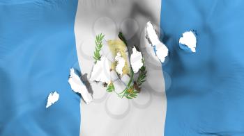 Guatemala flag perforated, bullet holes, white background, 3d rendering