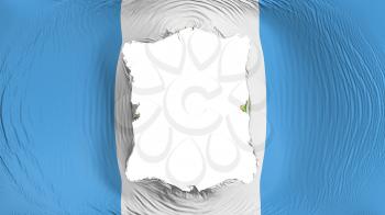 Square hole in the Guatemala flag, white background, 3d rendering